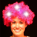 Light Up LED Fuzzy Pink Wig